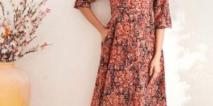 Color Neck Kalamkari Cotton Frocks