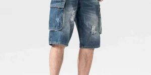 Denim Cargo Shorts For Men