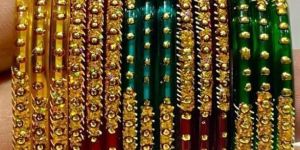 Traditional Stone Work Jari Bangles
