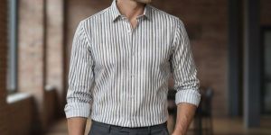 Men Premium Slim Fit Vertical Striped Shirt