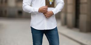 White Hand Embroidered Party Wear Shirt