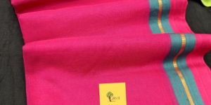 Handspun Cotton Saree Pink and Green