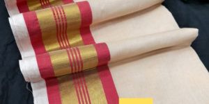 Handspun Cotton Saree Red and White