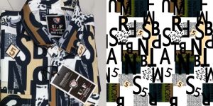 Men Cotton Black Beige Typography Printed Casual Shirt