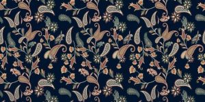 Nocturne Paisley Court Border Printed Cotton Fabric