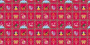Royal Folk Panel Border Printed Cotton Fabric