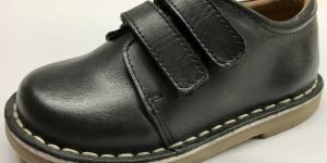 Black Leather Rip Tape Velcro Boot