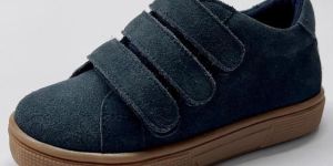 Boy Navy Blue Suede Velcro Sneakers