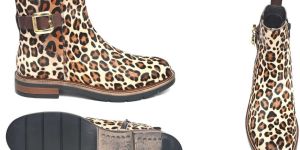 Leopard Print Leather Zip Boot