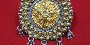 Round Designer 925 Silver Gold Plated Ladies Ring