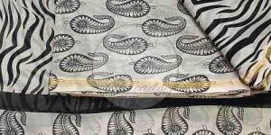 White and Black Chanderi Silk Bagh Print Suit Material
