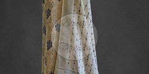 White and Black Premium Cotton Banarsi Resham Weave Suit Material
