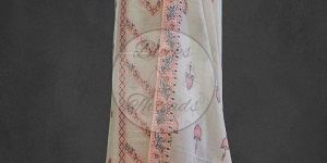 White Peach and Grey Premium Cotton Banarsi Resham Weave Suit Material