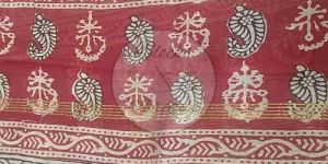 White Red and Maroon Maheshwari Bagh Print Suit Material