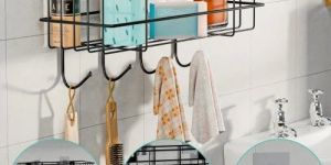 Space Saving Mild Steel Wall Mounted Bathroom Storage Shelf