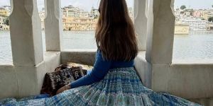 Cotton Chicken Kadhai Long Skirt Colors Gray