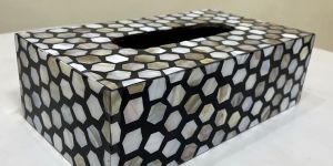 Premium Handcrafted Mother of Pearl Inlay Tissue Box - Hexagonal Pattern