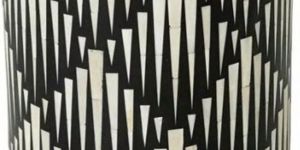 Spiral Bone Inlay Drum Side Table