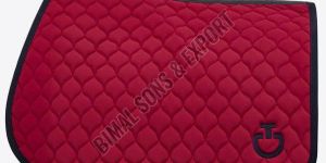 Red Navy Blue Circular Quilted Jumping Saddle Pads