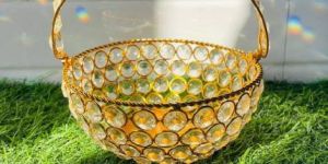Golden Metal Crystal Basket