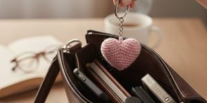 Handmade Heart Shape Crochet Keychain