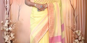 Sandhya Saree Creations Cotton Self Zari Yellow & Pink Saree with Blouse Piece