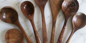 premium acacia wood kitchen spoon spatula set