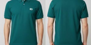 Mens Teal Green Cotton Polo T-Shirt