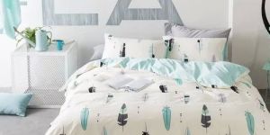 White Printed Cotton Duvet Cover Set
