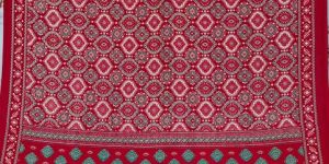 colour red rayon neptol ajrakh sarees