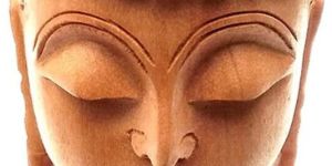 Wooden Buddha Head Face Statue