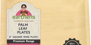 8 Inch Square Wine Areca Palm Sheath Plate