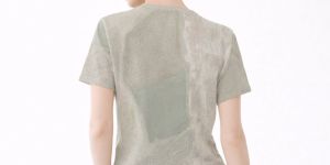 Womens Sand Beige Abstract Stone Texture Cotton T-Shirt