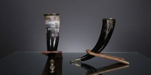 Handcrafted Viking Drinking Horn with Stand