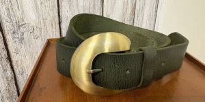 Mens Olive Green Leather Belt