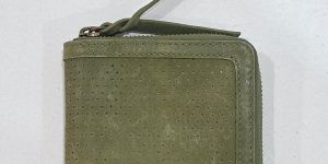 Mens Olive Green Leather Zipper Wallet