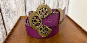 Ladies Pink Leather Belt