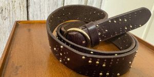 Mens Studded Brown Leather Belt