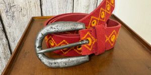 Stylish Mens Red Leather Belt