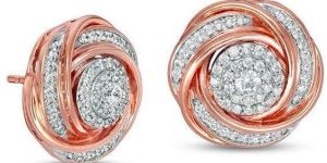 Gold Diamond Spiral Stud Earrings