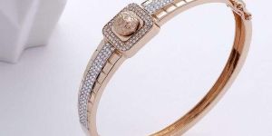 Men Rose Gold Bracelet with Diamond Studs