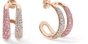 Rosa V Gemstone Hoop Earrings