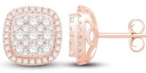 Rose Gold Cluster Frame Diamond Stud Earrings