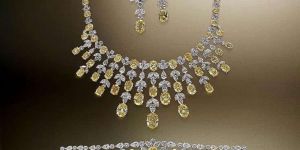 Stunning Yellow Diamond Gold Necklace Set