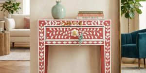 Bone Inlay Bed Side Table