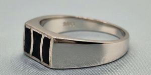 Enamel Plain Band Sterling Silver Ring