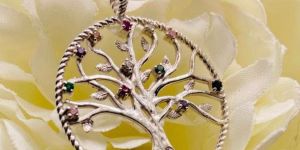 Multi Colour Stones Sterling Silver Pendant