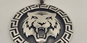 Oxidized Silver Lion Pendant
