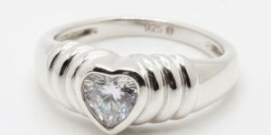 Silver Heart Stone Ring