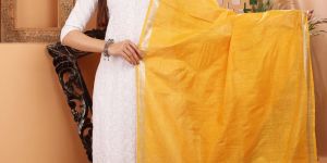 Ladies Cotton Linen Zari Border Dupatta